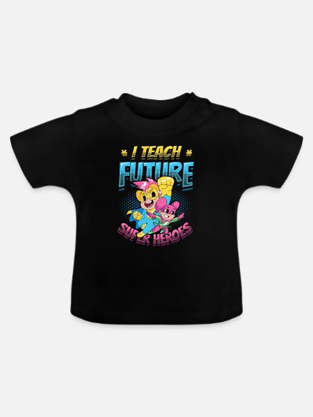 Ich Unterrichte Superhelden - Baby Bio-T-Shirt mit Rundhals - Schwarz