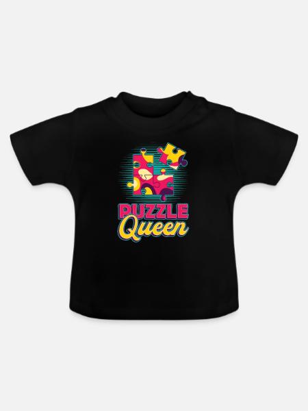 Puzzle Queen, Puzzlespiel - Baby Bio-T-Shirt mit Rundhals - Schwarz