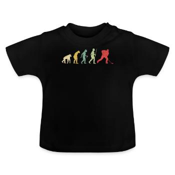 Eishockeyspieler Puck Skating Evolution - Baby Bio-T-Shirt mit Rundhals - Schwarz - Vorne