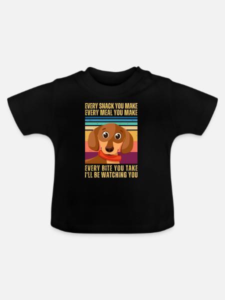 DACKEL BEOBACHTEN - Baby Bio-T-Shirt mit Rundhals - Schwarz