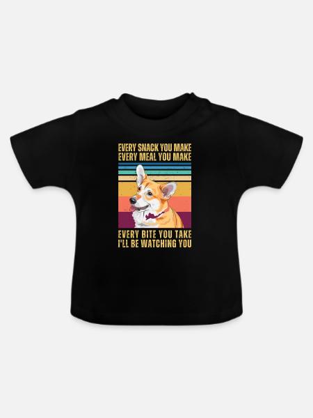 CORGI BEOBACHTEN - Baby Bio-T-Shirt mit Rundhals - Schwarz