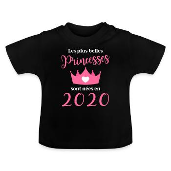 Les plus belles princesses sont nées en 2020 - T-shirt bio col rond Bébé - noir - Devant