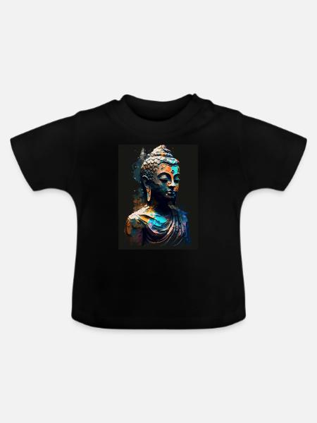 Abstrakte Buddha-Statue - Baby Bio-T-Shirt mit Rundhals - Schwarz