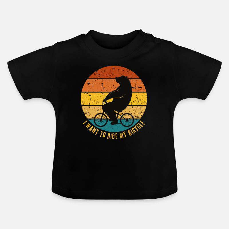 Ours - Vélo Rétro - Old School - T-shirt bio col rond Bébé - noir