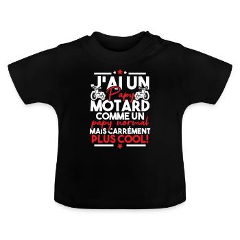 J ai un papy motard comme un papy normal - T-shirt bio col rond Bébé - noir - Devant
