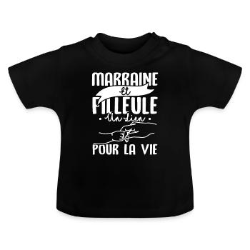 Marraine et filleule - T-shirt bio col rond Bébé - noir - Devant