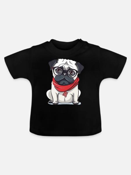 Mops - Baby Bio-T-Shirt mit Rundhals - Schwarz