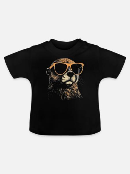 Gopher Sonnenbrille - Baby Bio-T-Shirt mit Rundhals - Schwarz