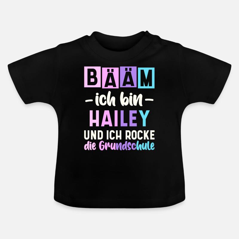 Name Hailey Geschenk Grundschule - Baby Bio-T-Shirt mit Rundhals - Schwarz