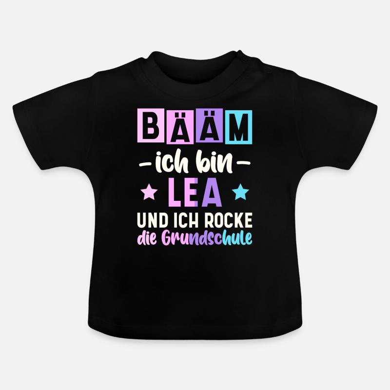 Name Lea Geschenk Grundschule - Baby Bio-T-Shirt mit Rundhals - Schwarz