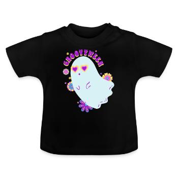 groovy gosh - Baby Organic T-Shirt with Round Neck - black - Front