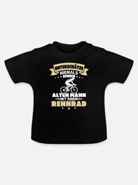 Alten mann mit einem wandert - Baby Bio-T-Shirt mit Rundhals - Schwarz