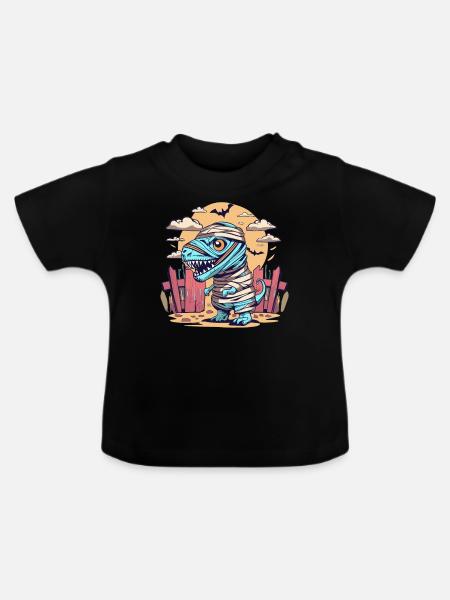 Tyrannosaurus Trex Halloween - Baby Bio-T-Shirt mit Rundhals - Schwarz