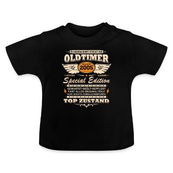 Oldtimer Baujahr Jahrgang 2005 Geburtstag Geschenk - Baby Bio-T-Shirt mit Rundhals - Schwarz - Vorne