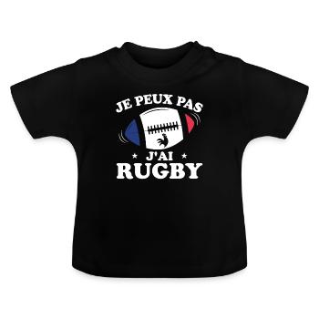 Je Peux Pas J'ai Rugby Humour Cadeau - T-shirt bio col rond Bébé - noir - Devant