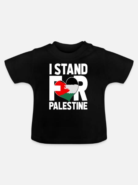 ICH STEHE FÜR PALÄSTINA - Baby Bio-T-Shirt mit Rundhals - Schwarz