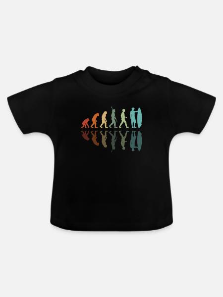 Evolution des Surfens - Baby Bio-T-Shirt mit Rundhals - Schwarz