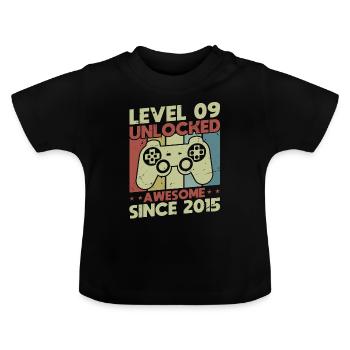 Level 9 Unlocked - Baby Organic T-Shirt with Round Neck - black - Front