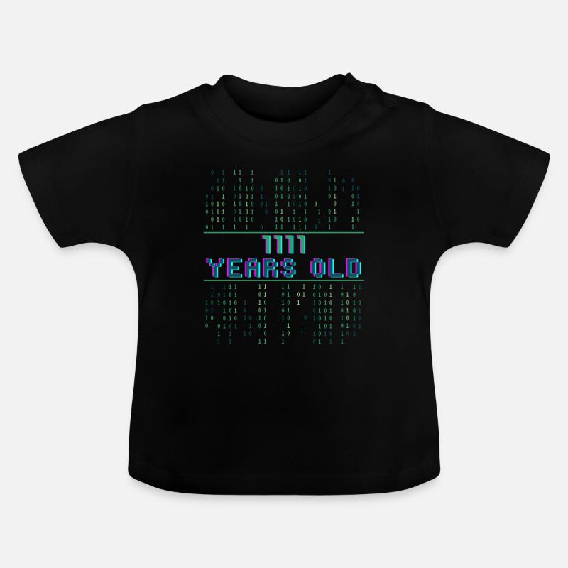 15th Birthday 15 Years Old Binary Code Computer Science - Baby Organic T-Shirt with Round Neck - black