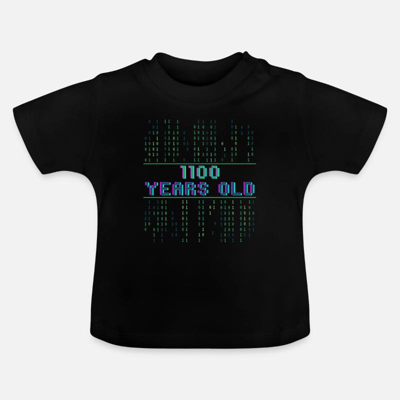 12e anniversaire 12 ans Code binaire Informatique - T-shirt bio col rond Bébé - noir