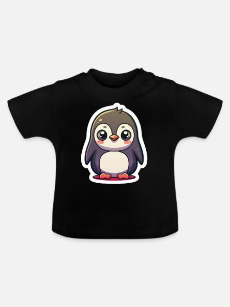 Pinguin-Liebhaber - Baby Bio-T-Shirt mit Rundhals - Schwarz