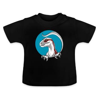 Velociraptor, Dino - Baby Organic T-Shirt with Round Neck - black - Front