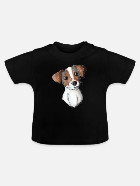 Jack Russell Pattern - Baby Bio-T-Shirt mit Rundhals - Schwarz