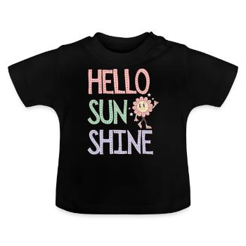 Hello Sunshine Blumen-Pastell - Baby Bio-T-Shirt mit Rundhals - Schwarz - Vorne