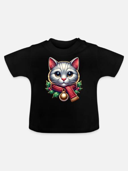 Katze - Baby Bio-T-Shirt mit Rundhals - Schwarz