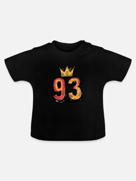 93 Zahl Krone - Baby Bio-T-Shirt mit Rundhals - Schwarz