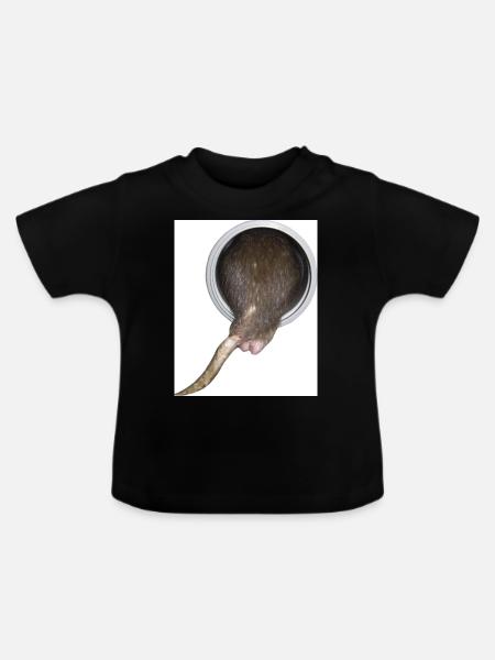 Ratte im Rohr hinter - Baby Bio-T-Shirt mit Rundhals - Schwarz