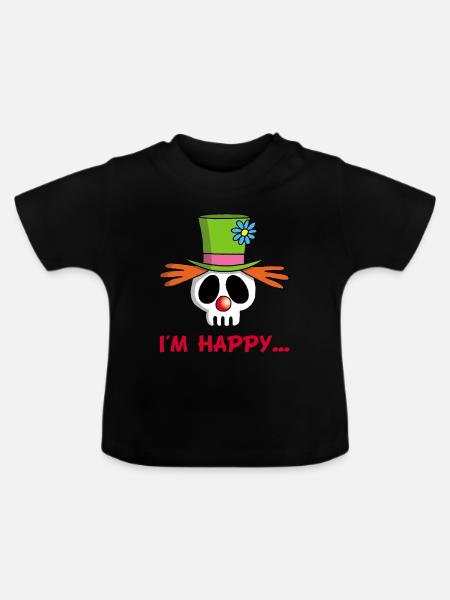 Clown Totenschädel - Baby Bio-T-Shirt mit Rundhals - Schwarz