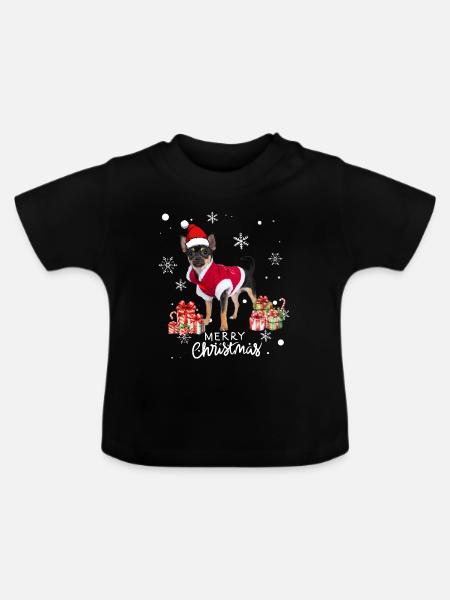 Hunde-Weihnachten - Baby Bio-T-Shirt mit Rundhals - Schwarz