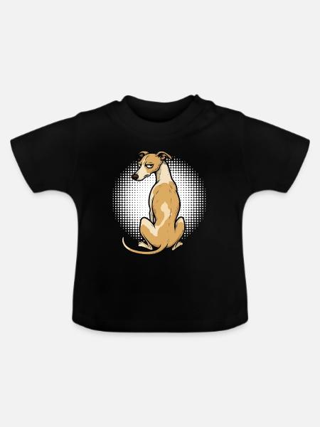 Whippet Windhund Whippets Windhundbesitzer - Baby Bio-T-Shirt mit Rundhals - Schwarz
