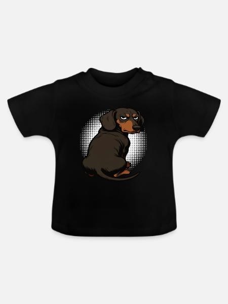Dackel Dackelbesitzer Dackelhalter Dackelliebhaber - Baby Bio-T-Shirt mit Rundhals - Schwarz
