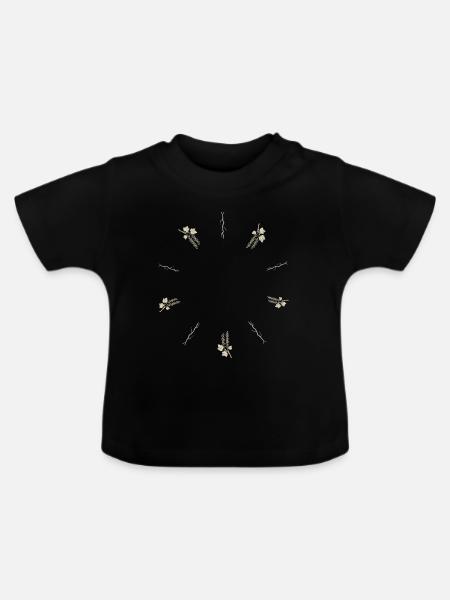 Dornenzweig & Johannisbeeren - Dark Botanical - Baby Bio-T-Shirt mit Rundhals - Schwarz