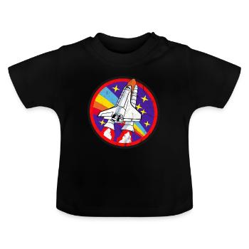 Fusée | L'espace | Look usagé | idée cadeau - T-shirt bio col rond Bébé - noir - Devant