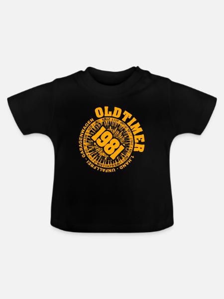 Papa 1981 - Baby Bio-T-Shirt mit Rundhals - Schwarz