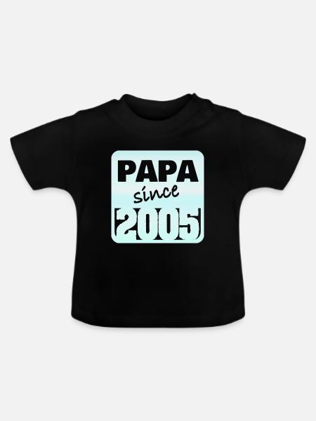 Papa 2005 - Baby Bio-T-Shirt mit Rundhals - Schwarz