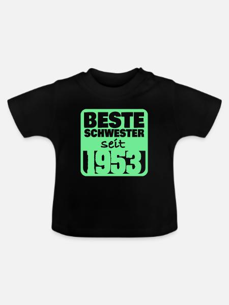 Schwester 1953 - Baby Bio-T-Shirt mit Rundhals - Schwarz