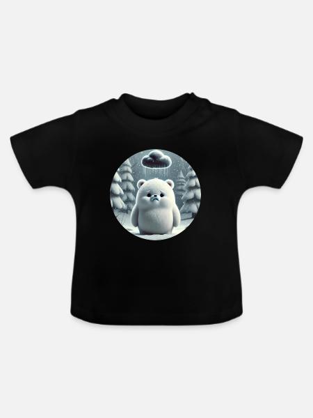 Eisbär im eisigen Regen - Baby Bio-T-Shirt mit Rundhals - Schwarz