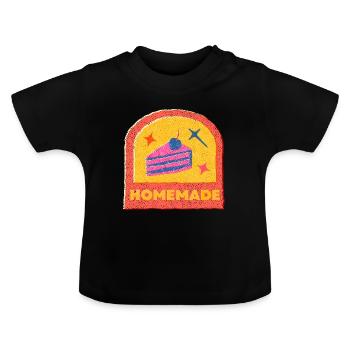 Selbstgemachte Torte Kuchen - Baby Bio-T-Shirt mit Rundhals - Schwarz - Vorne