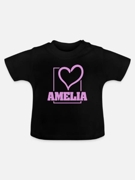 Geschenk für Amelia - Baby Bio-T-Shirt mit Rundhals - Schwarz