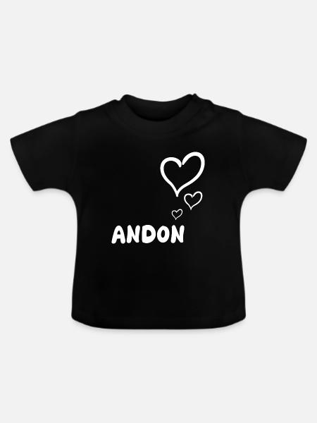 Vorname Andon - Baby Bio-T-Shirt mit Rundhals - Schwarz