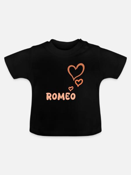 Vorname Romeo - Baby Bio-T-Shirt mit Rundhals - Schwarz