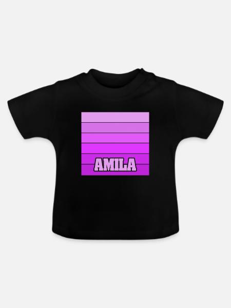 Mädchenname Amila - Baby Bio-T-Shirt mit Rundhals - Schwarz