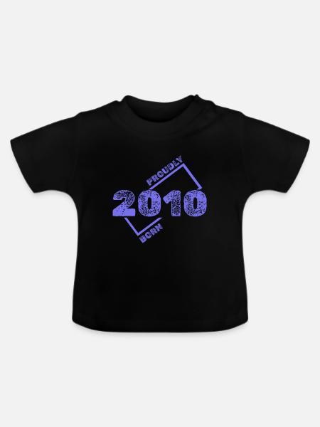 Geboren 2010 - Baby Bio-T-Shirt mit Rundhals - Schwarz