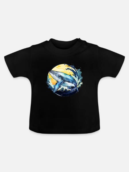 Blauwal - Baby Bio-T-Shirt mit Rundhals - Schwarz