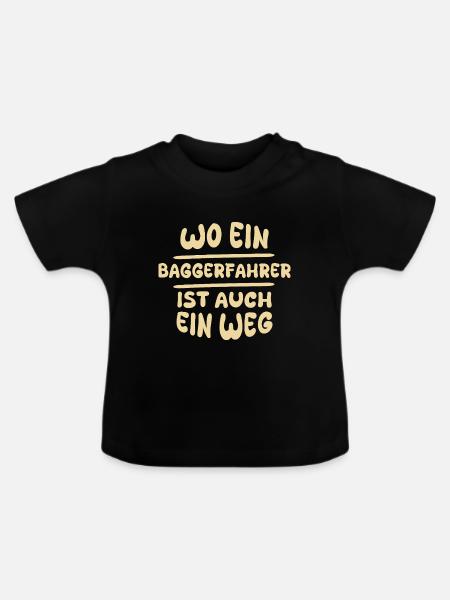 Baggerfahrer als Baggerfahrer - Baby Bio-T-Shirt mit Rundhals - Schwarz