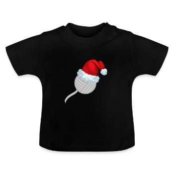Christmas Wool Knitting Funny Shirt Gift - Baby Organic T-Shirt with Round Neck - black - Front